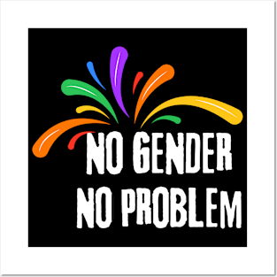 No Gender, No Problem, Pride Colorful Design Posters and Art